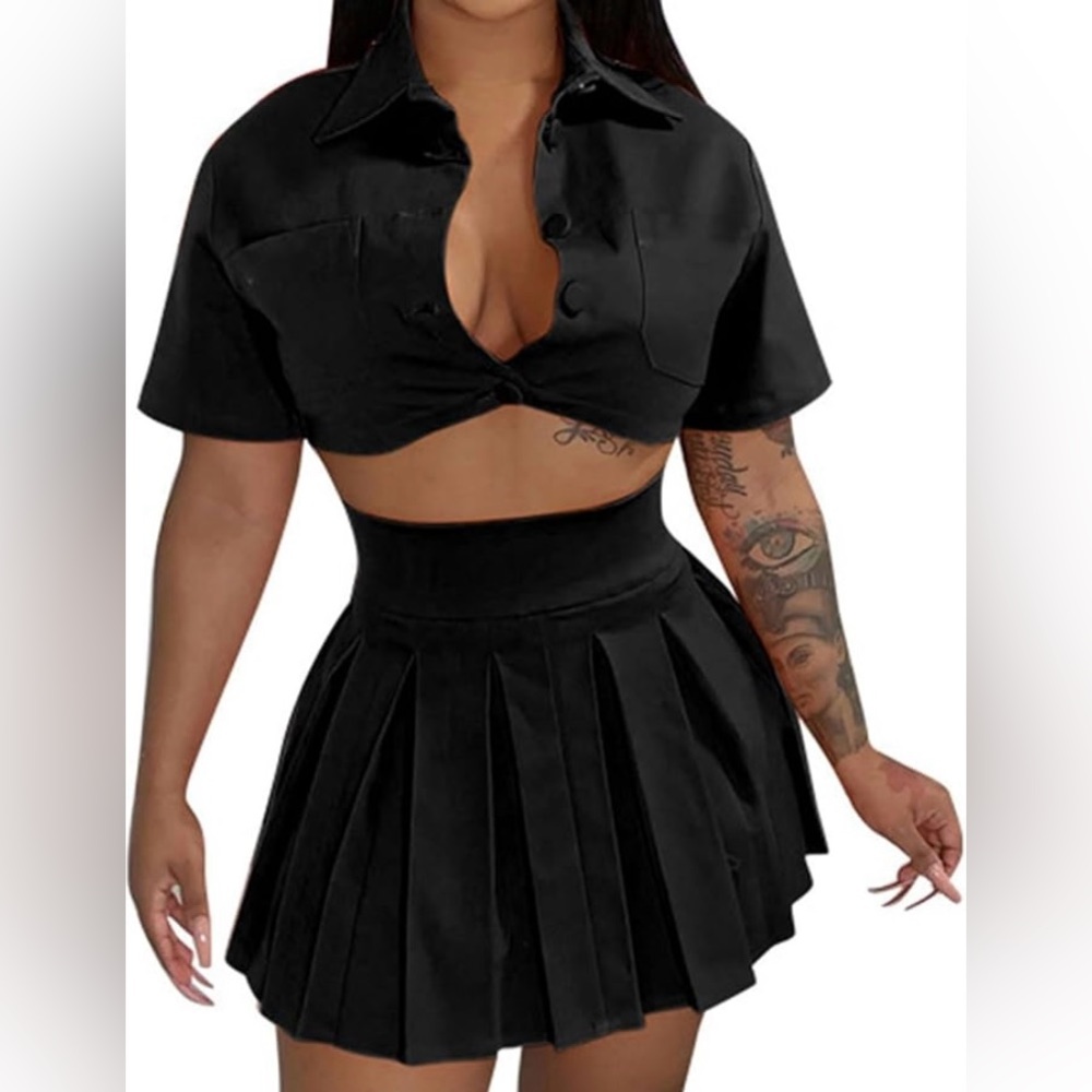 Black 2 Piece Skirt Set